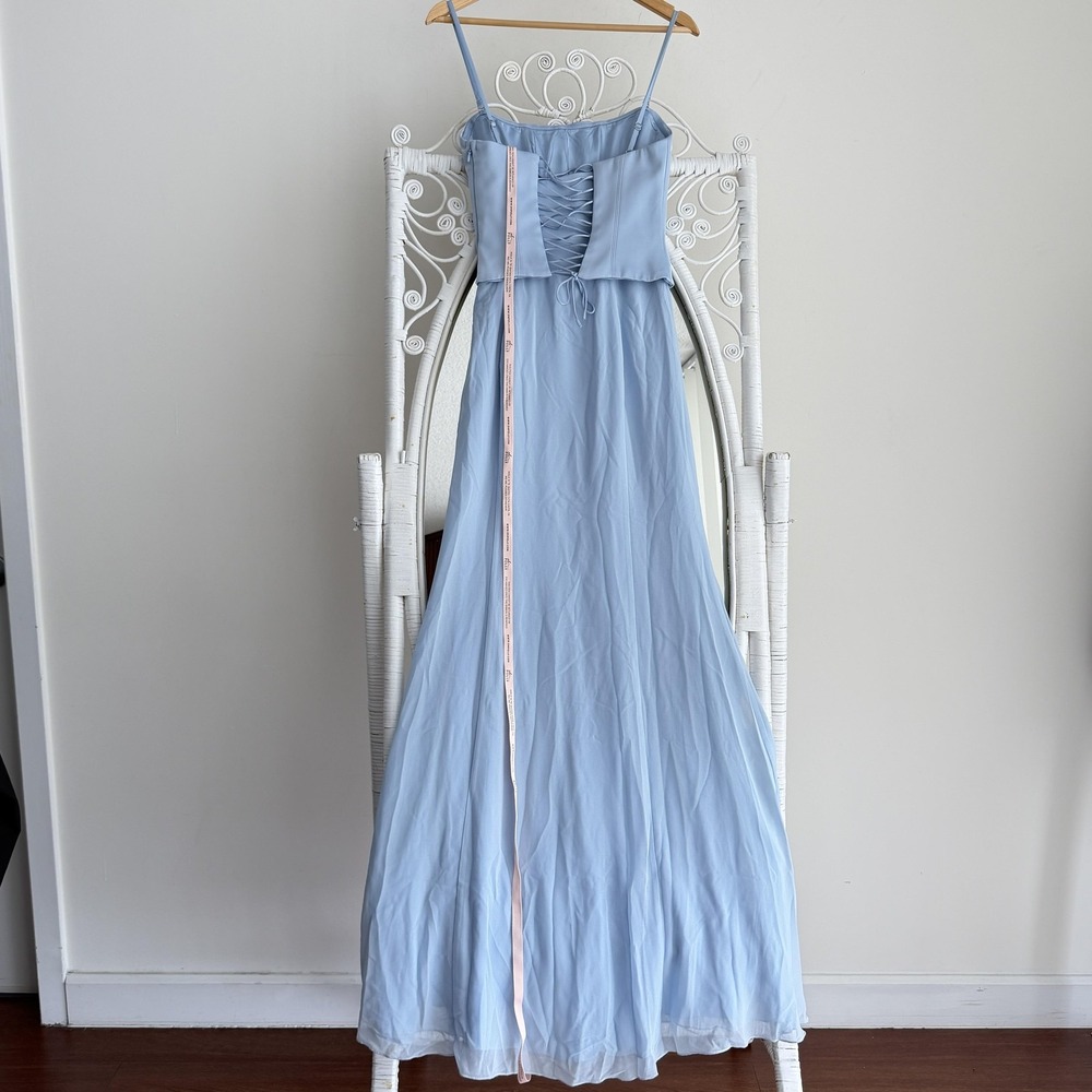 Oh Polly Dress 4 Blue Corset Mermaid Maxi Strapless Formal Evening Gown Wedding - Picture 7 of 14
